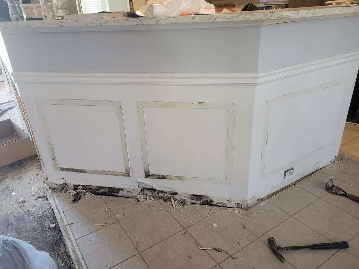Water damage and mold on kitchen during Storm Damage Restoration in Madison